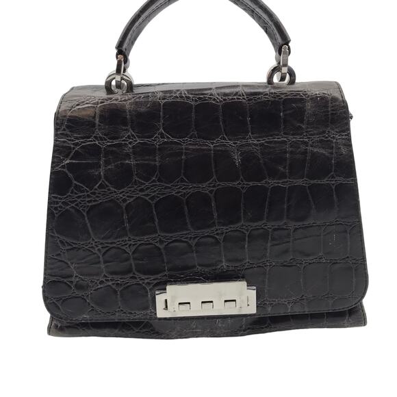 ZAC Zac Posen Eartha Bag Graphite Croc Embossed Satchel Handbags - Picture 1 of 12